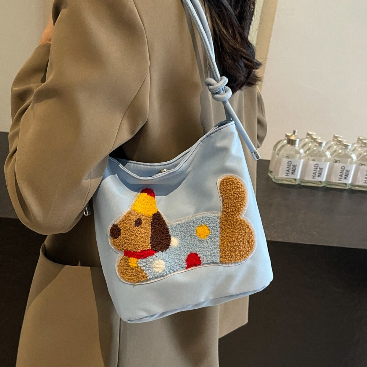 Women's Cute Sausage Dog Fashion Nylon Cloth Shoulder Bags