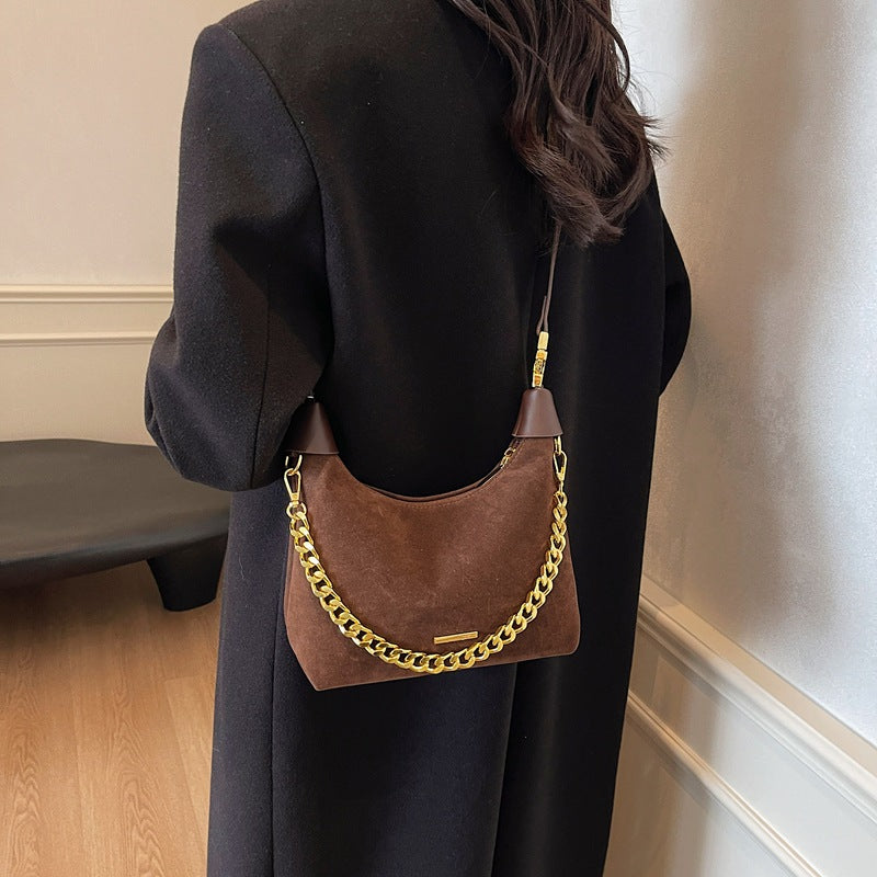 Women's French Minority Suede Fashion Retro Textured Armpit Bags