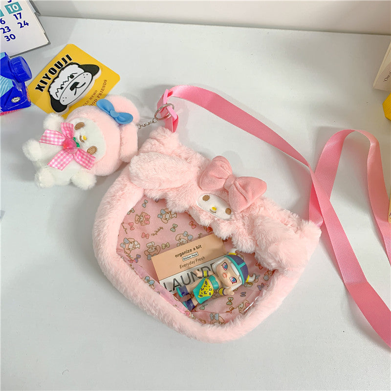 Cute Transparent Cartoon Plush Toy Doll Shoulder Bags