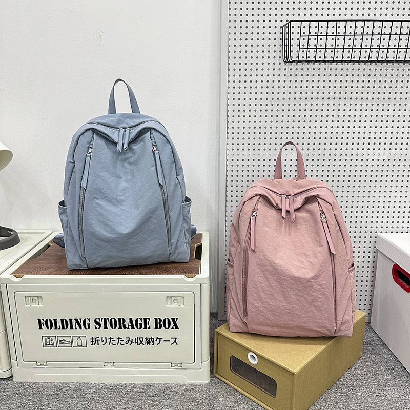 Nylon Solid Color Lightweight Literary Simplicity Backpacks