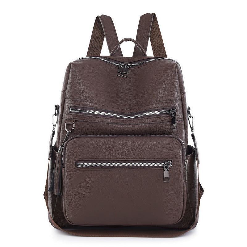 Women's Charming Black Leisure Retro Textured Backpacks