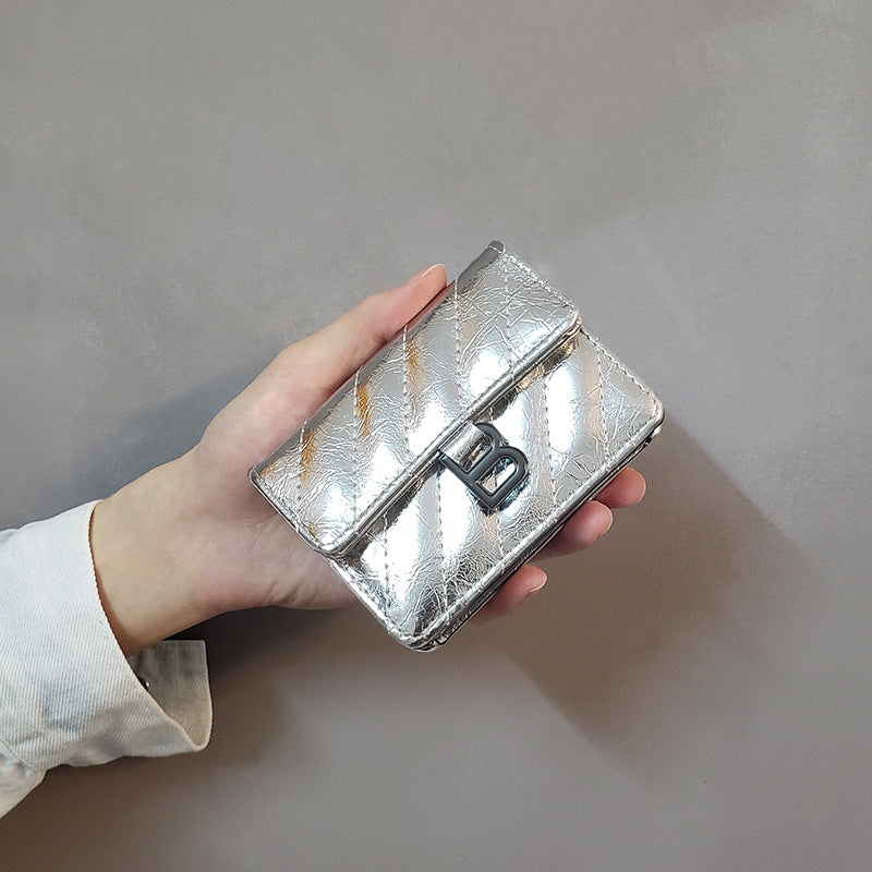 Multiple Slots Leather Snap Button Flip Card Holder