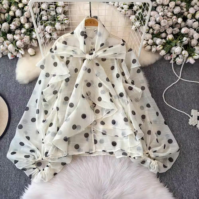 Women's Design Ruffled Chiffon Shirt Summer Lantern Tops