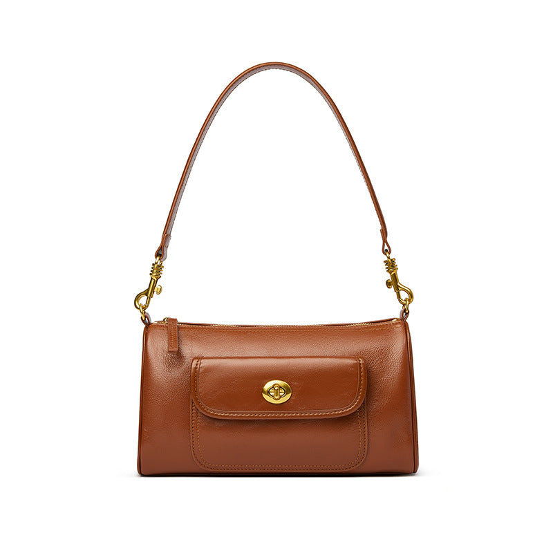 Women's High-grade Leather Pillow Fashionable Retro Underarm Shoulder Bags