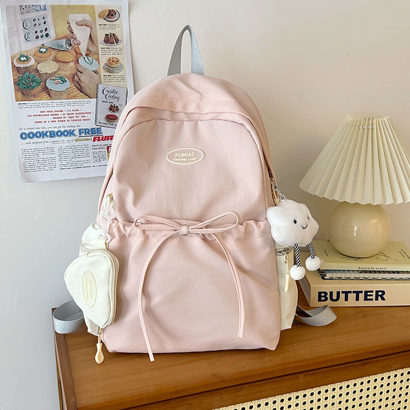 Women's Solid Color College Lightweight Large Capacity Backpacks