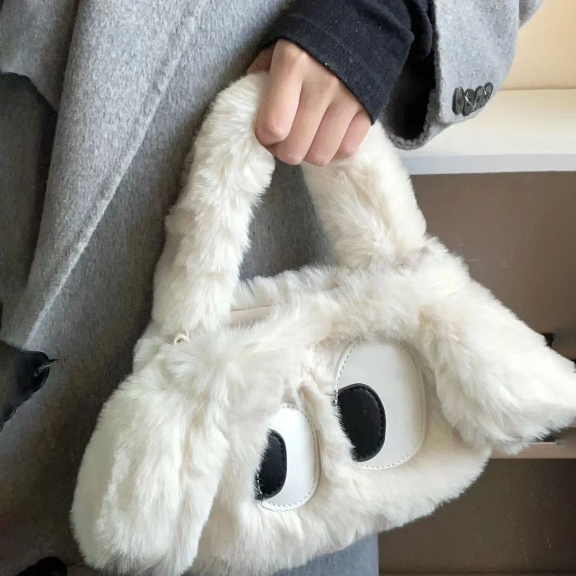 Women's Big Eye Puppy Winter Fur Cute Bags