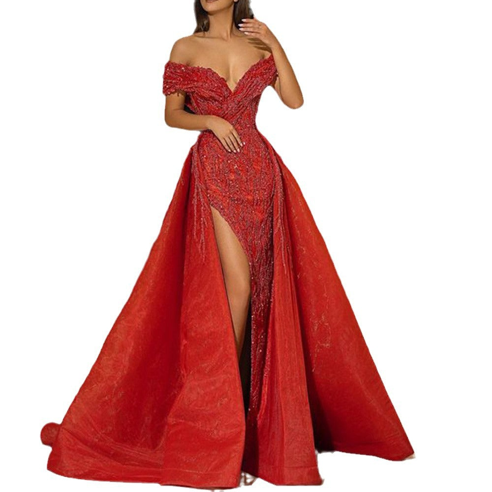 Women's Bronzing Swing Sexy Dress Trailing Banquet Wedding Dresses