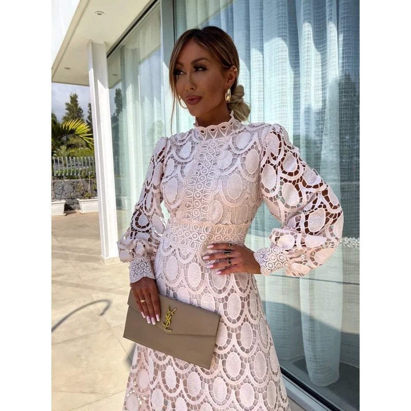 Collar Puff Sleeve Waist Slimming Dress Dresses