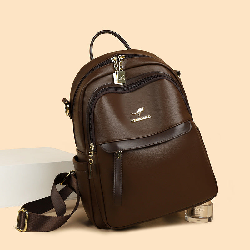 Fashion Mother Soft Leather Large Capacity Backpacks