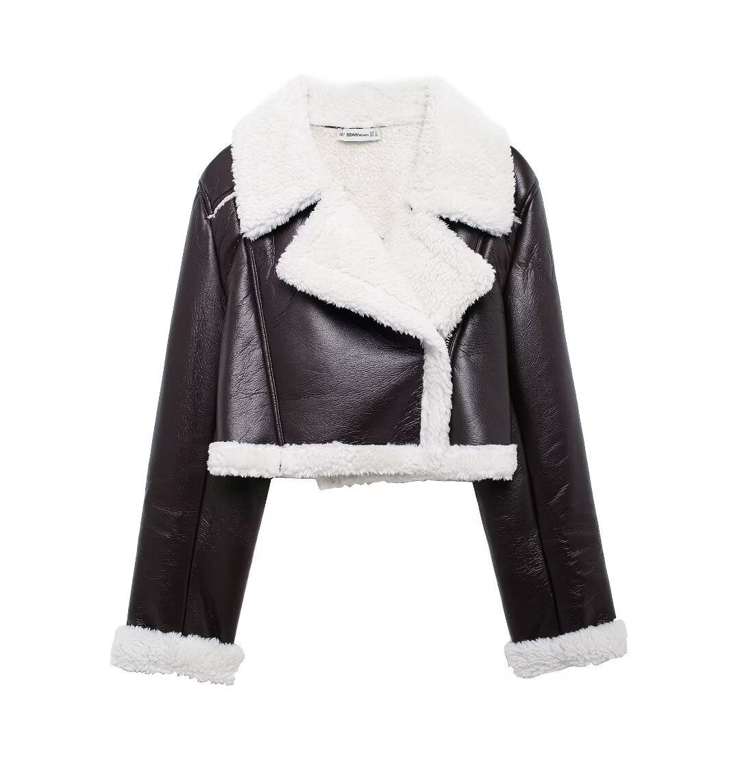 Women's Street Fashion Lamb Wool Lapel Jackets