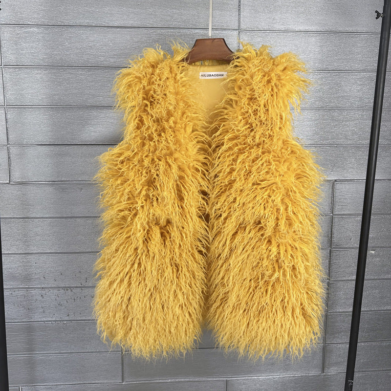 Women's Imitated Tibet Sheep Fur Mid-length Faux Coats