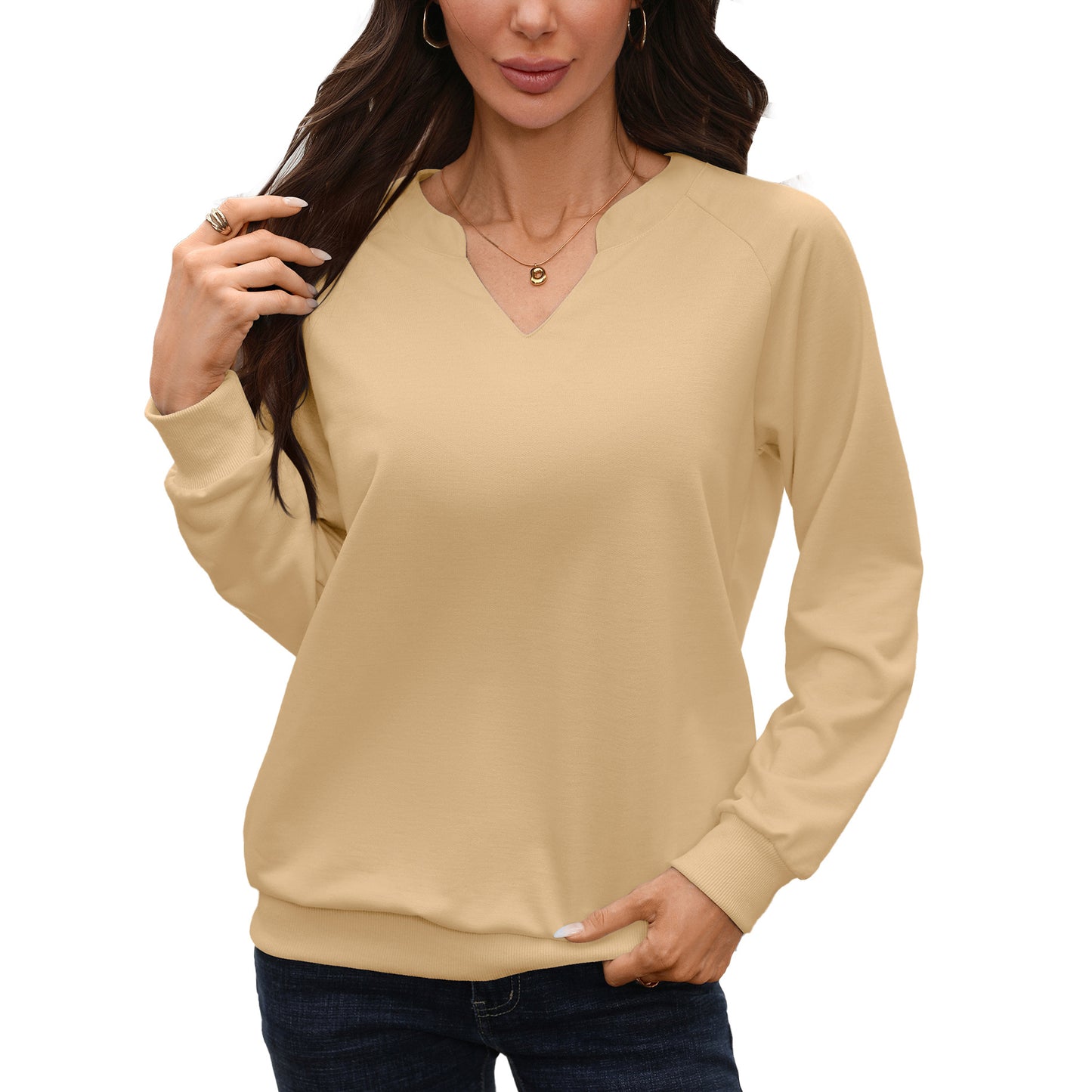 Women's Solid Color Rib Stitching Loose Long Women's Sweater, Sweater