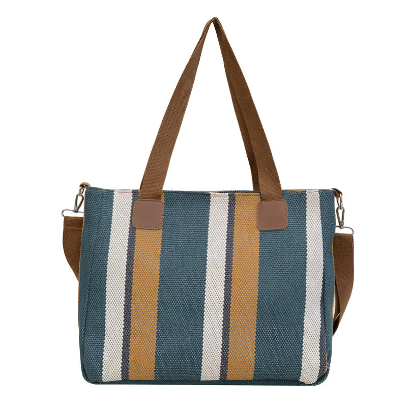 Women's Striped Large Capacity Fashion Commuter Western Tote Bags