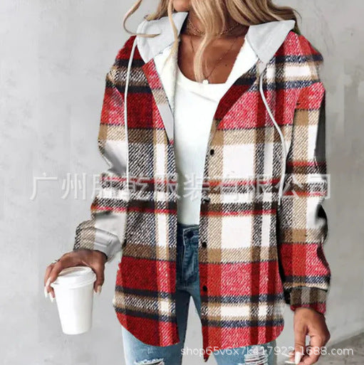 Women's Casual Large Checks Style Plaid Coats