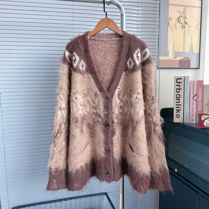 Women's Retro High-grade Jacquard Knitted Milk Loose Knitwear