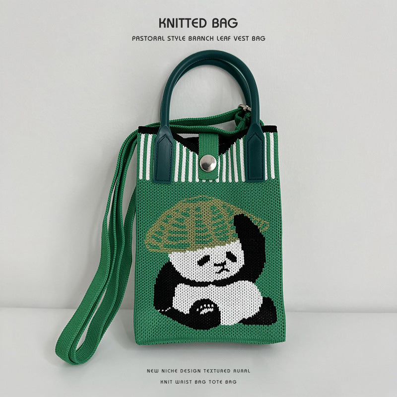 New Stylish Cartoon Knitted Adjustable One Handbags