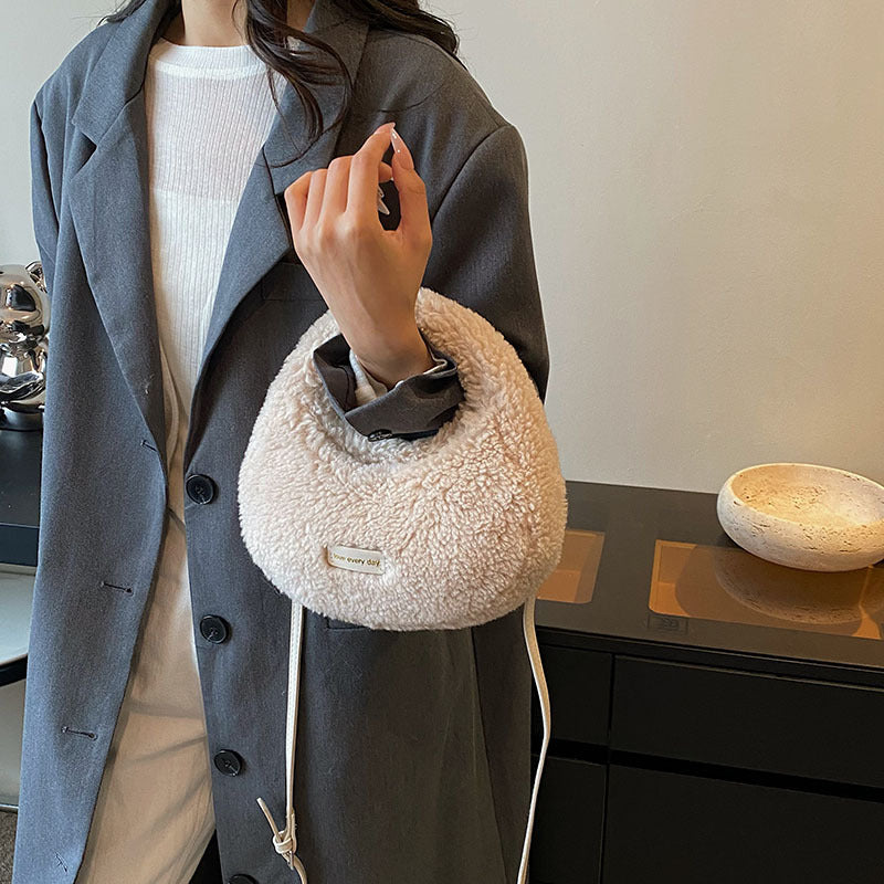 Women's Design Lamb Wool Fashionable Korean Style Handbags