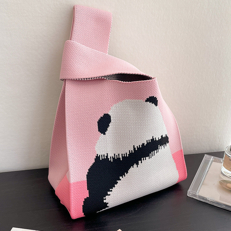 Panda Woven Go Out Commuter Cute Woolen Bags