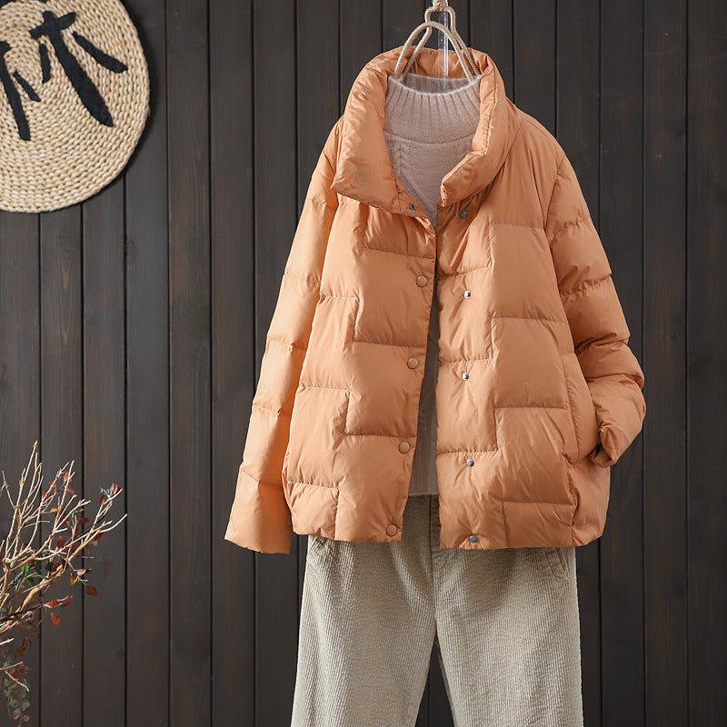 Women's White Duck Down Thin Loose Casual Korean Style Jackets