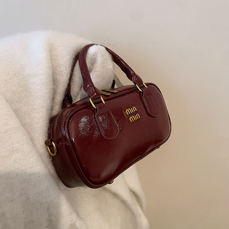 Women's Leather Bowling Niche Designer Retro Portable Crossbody Bags