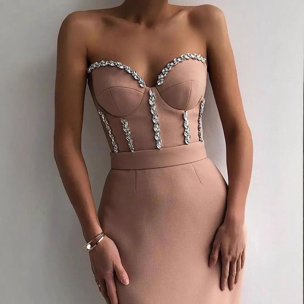 Stylish Fashion Pink Dress Mid-length Group Dresses