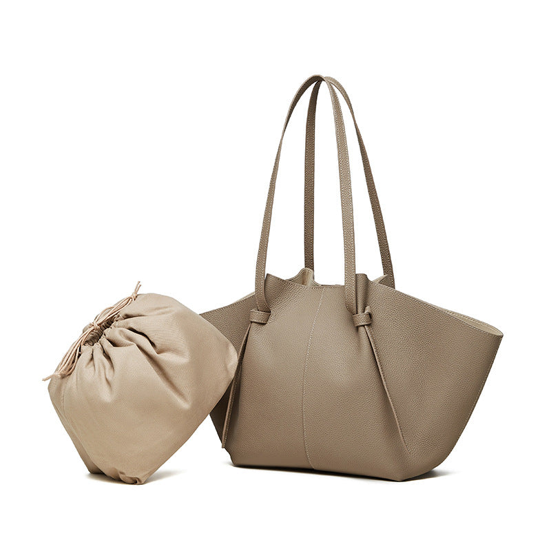 Women's Large Capacity Totes Genuine Leather Fashion Bat Commute Big Shoulder Bags