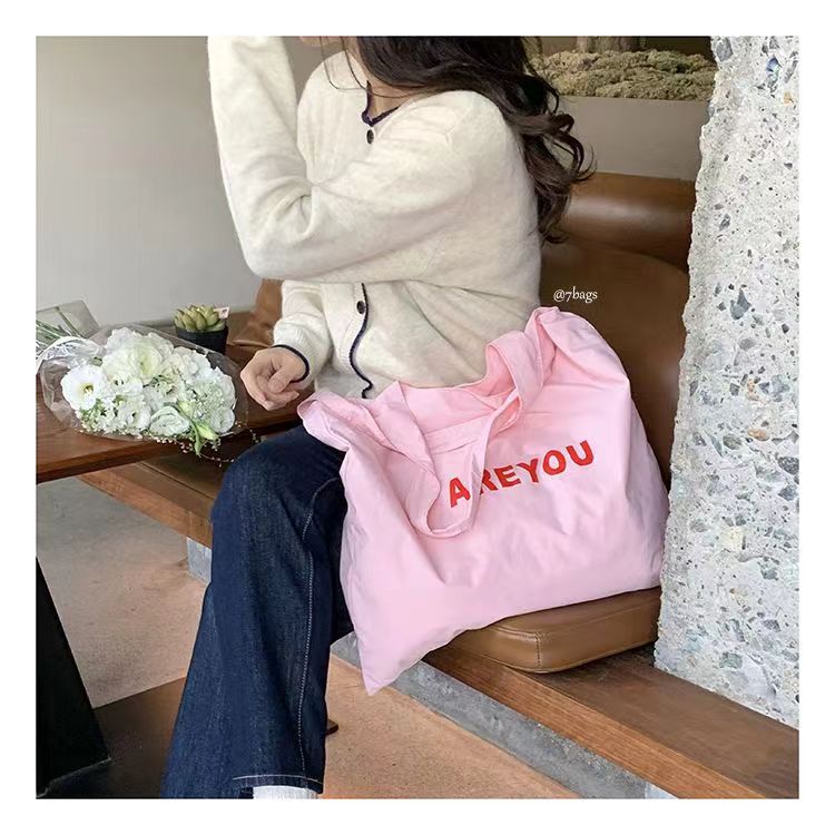 Women's Niche Letters Printed Large Capacity Designer Model Cloth Canvas Shoulder Bags