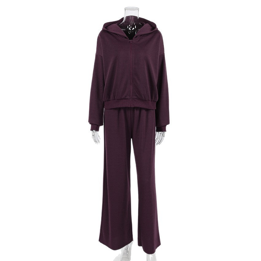 Women's Street Purple Sports Hoodie Fashionable Trousers Suits