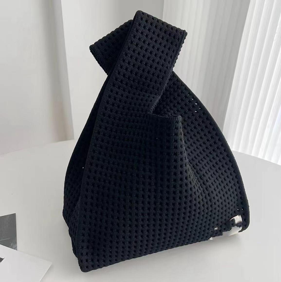 Women's Solid Color Knitted Wrist Simple Carrying Tote Bags