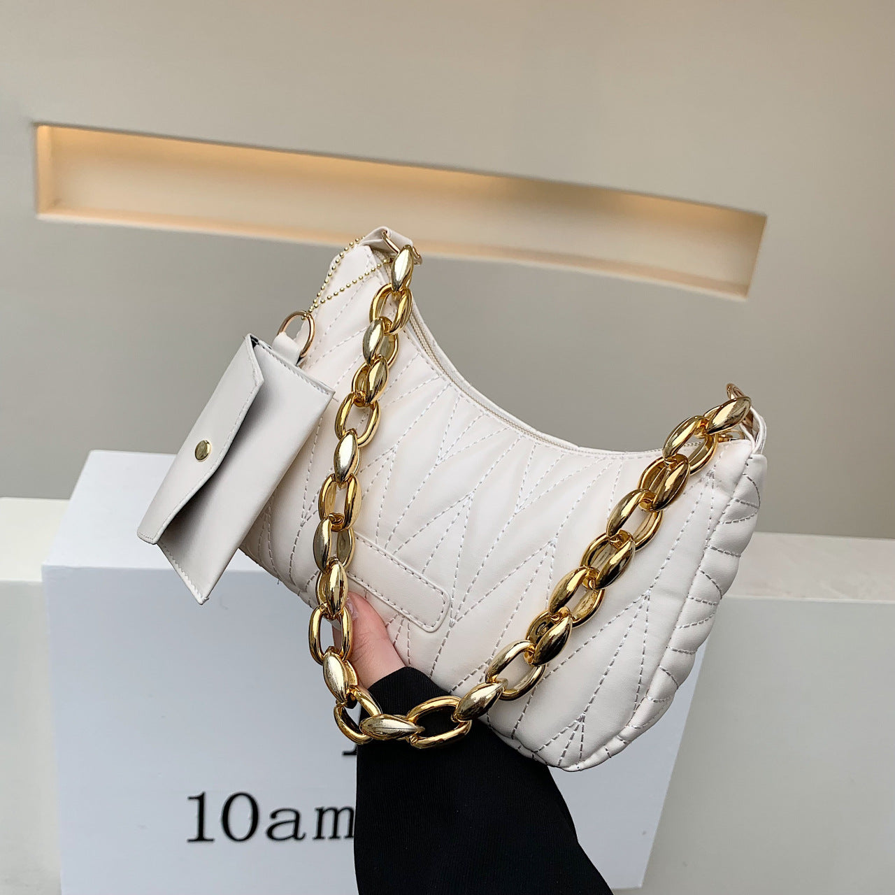 Women's Fashionable High-grade Diamond Embroidery Thread Dumpling Chain Armpit Bags