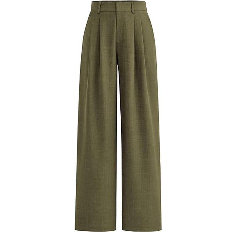 Women's High Waist Straight Business Trousers Casual Pants