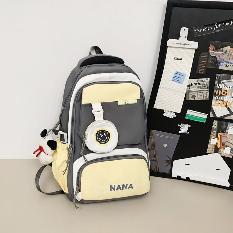 Women's Korean Patchwork Contrast Color Good-looking Large Backpacks