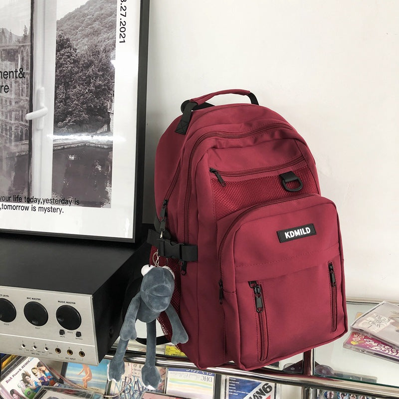 Double Zipper Korean Style Nylon Female Backpacks