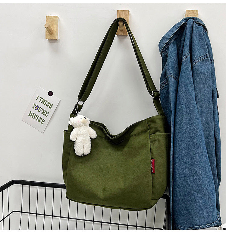 Women's Korean Style Canvas Large Simple Fashion Shoulder Bags