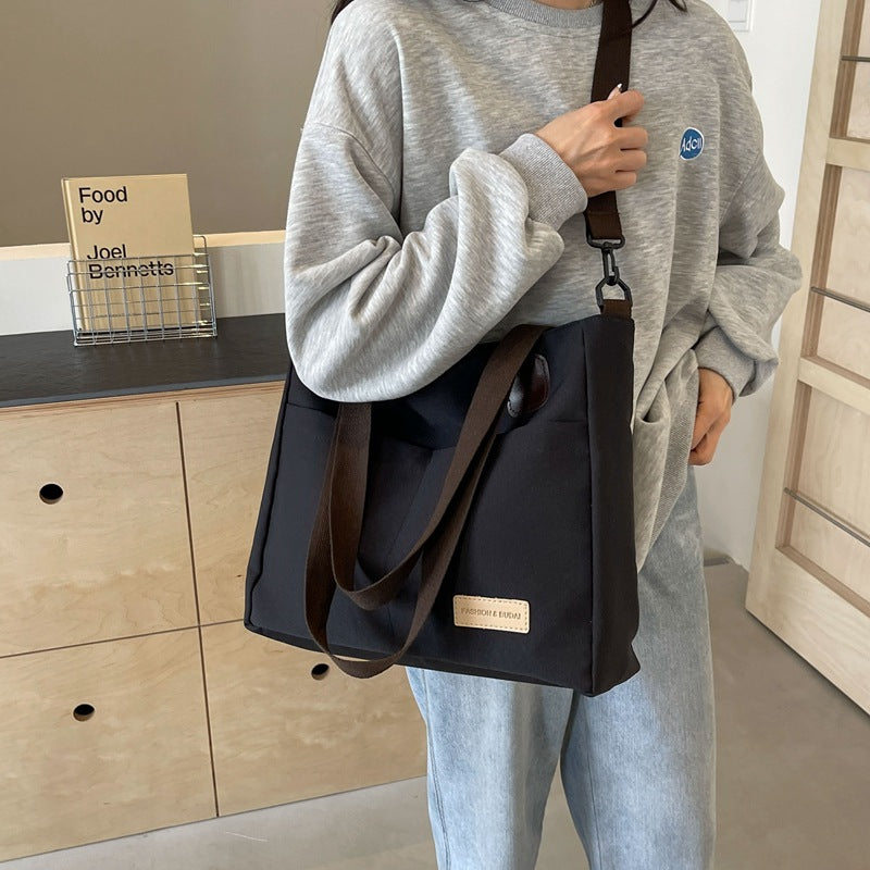 Women's Large Capacity Fashionable Simple Texture Class Tote Bags