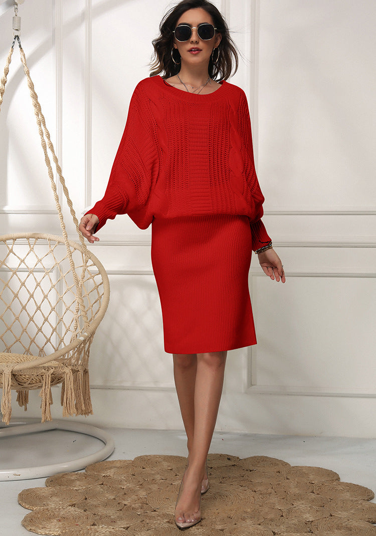 Women's Large Loose Batwing Sleeve Long Pullover Knitwear