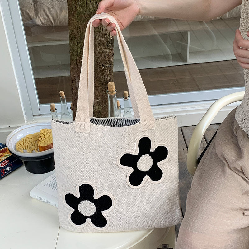 Women's & Men's Knitted Wool Woven Portable Shopping Shoulder Bags