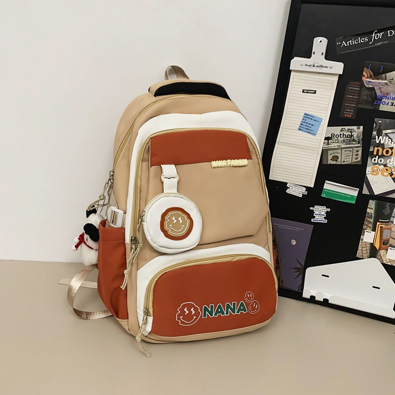 Women's Korean Patchwork Contrast Color Good-looking Large Backpacks