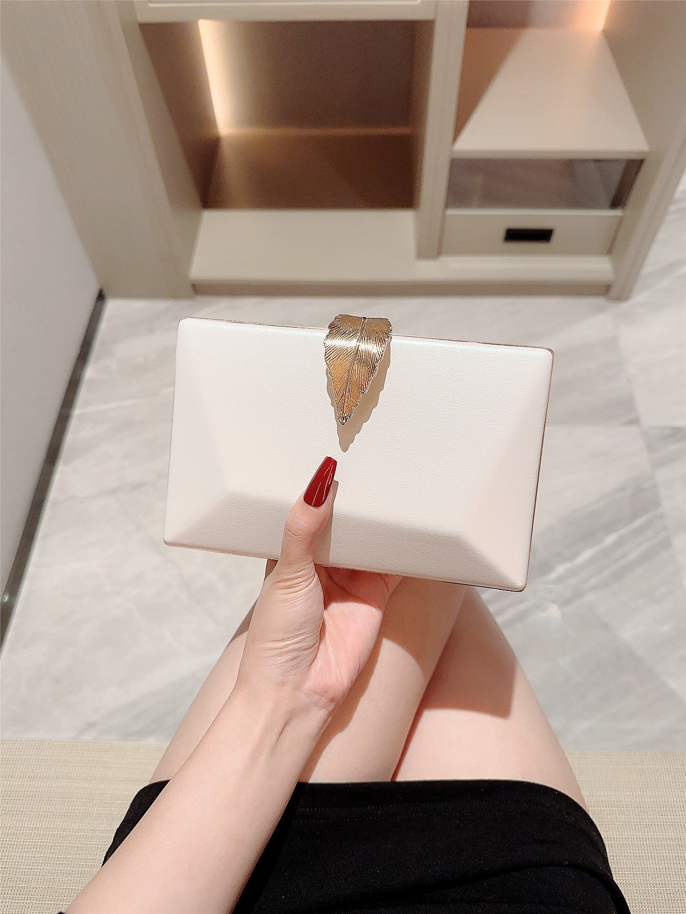 Dinner Metal Leaf Clutch Box Chain Evening Bags