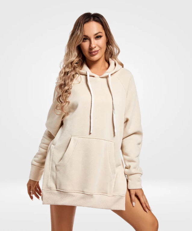 Women's Solid Color Hooded Split Shoulder Sleeve Sweaters