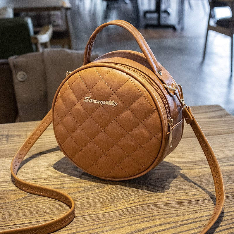 Fashion Diamond Embroidered Portable Round Leisure Crossbody Bags