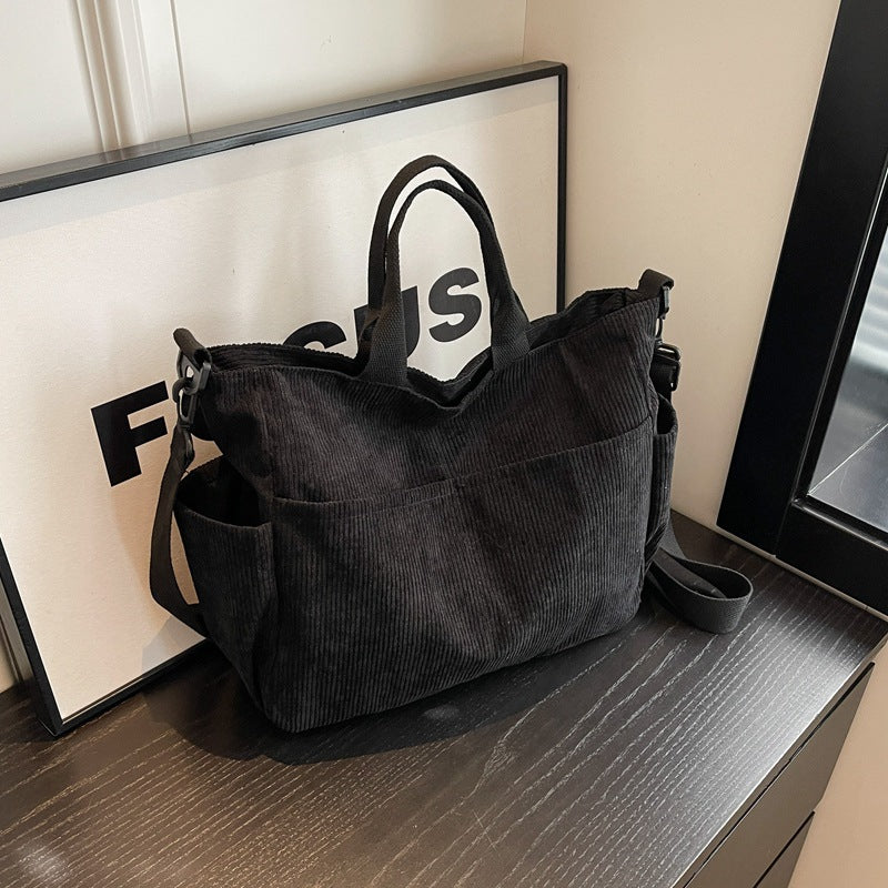 Korean Style Large Capacity Corduroy Art Crossbody Bags