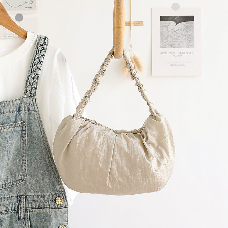 Women's Style Popular Leisure Pleated Cloud Textured Nylon Cloth Armpit Bags