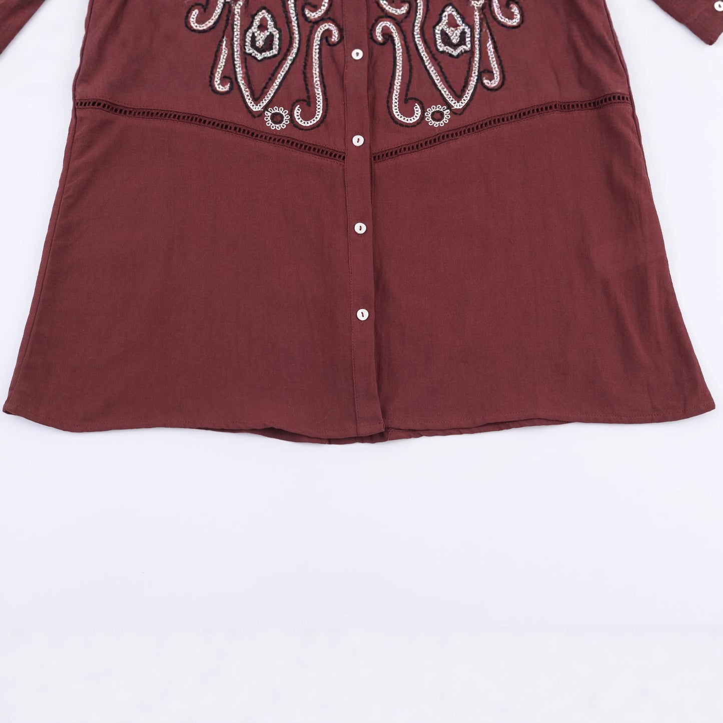 Women's Fashion Casual Chest Embroidered Shirt Blouses