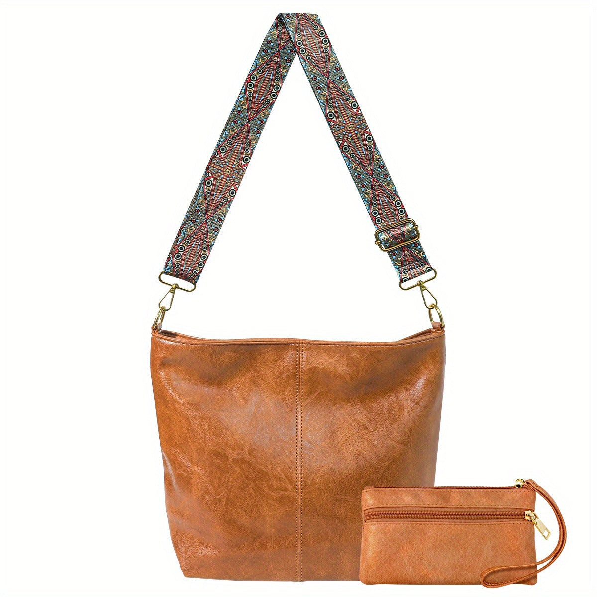 Women's Large Capacity Retro Broadband Advanced Texture Crossbody Bags