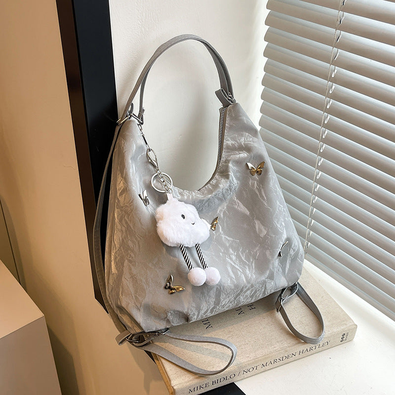 Soft Leather Large Capacity Butterfly Decorative Tote Bags