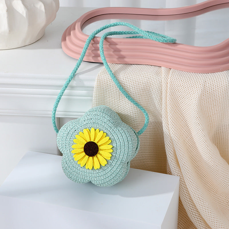 Women's Woven Seaside Flower Beach Summer Mini Children's Coin Purse