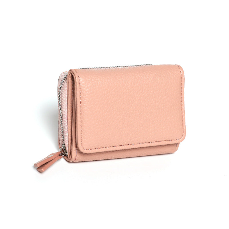 Women's Short Large Capacity Lychee Pattern Simple Ladies Wallets