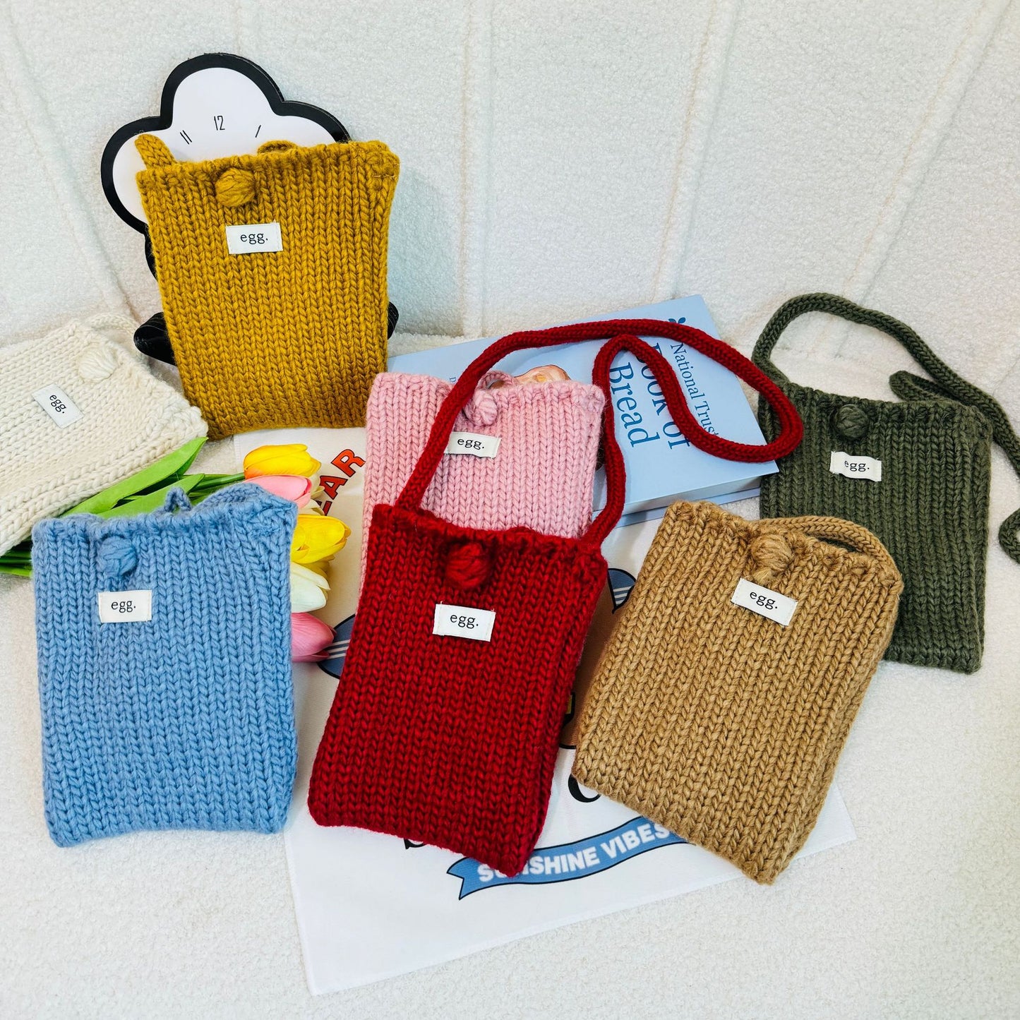 Women's Korean Style Hand-woven Cute Mobile Knitted Crossbody Bags