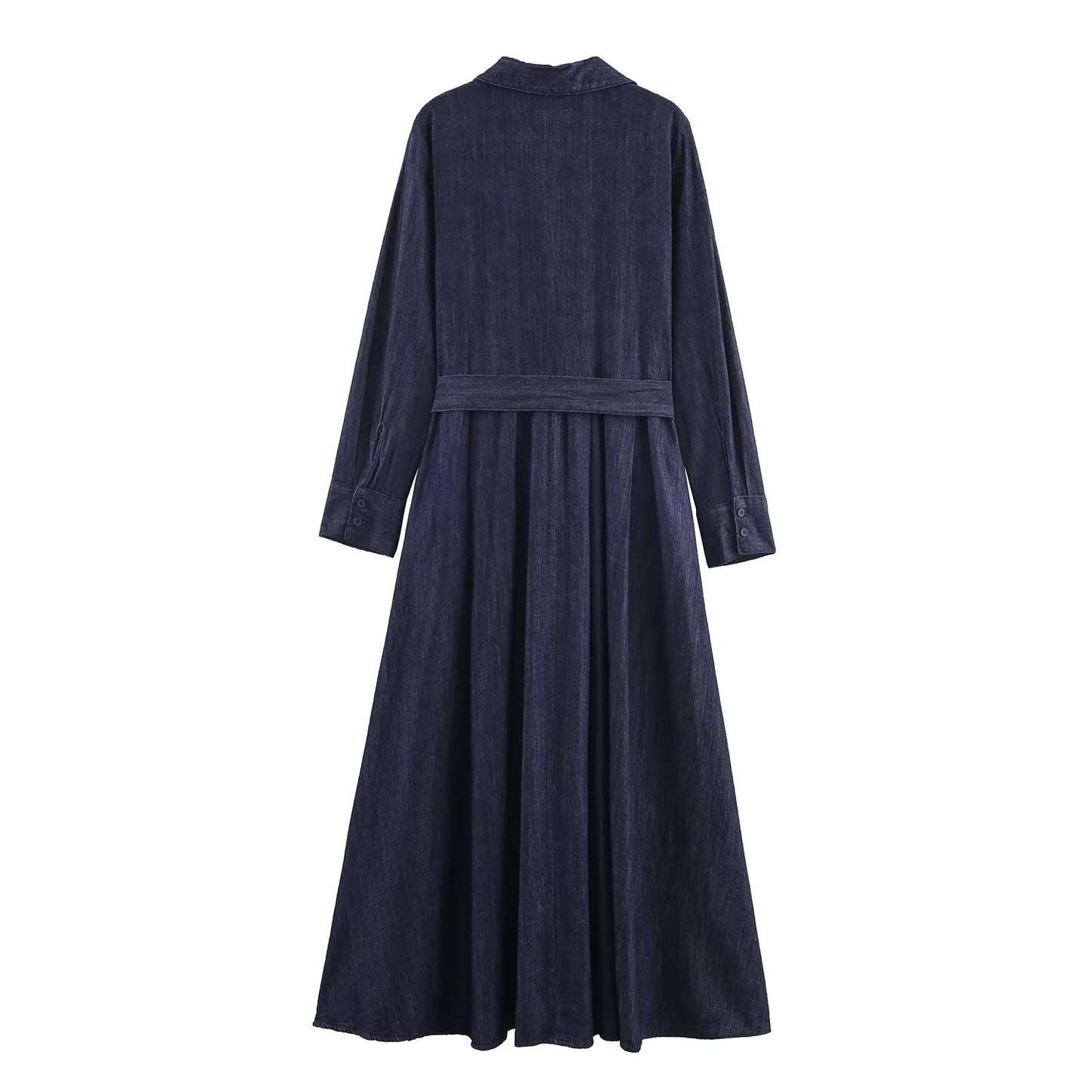 Women's Fashion Polo Collar Long Sleeve Single-breasted Shirt Dresses